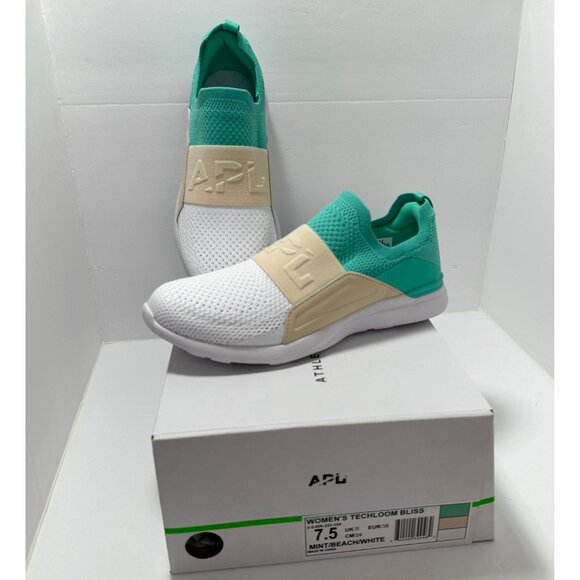 APL Womens Techloom Bliss Slip-On Sneakers 7.5 Mint/White Knit Luxe Sneakers NIB - Picture 2 of 10